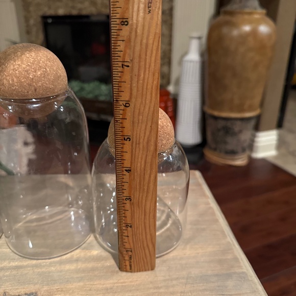 3 Glass Food Storage Jars with Ball Cork Lid, Bamboo Glass Containers - Picture 3 of 5